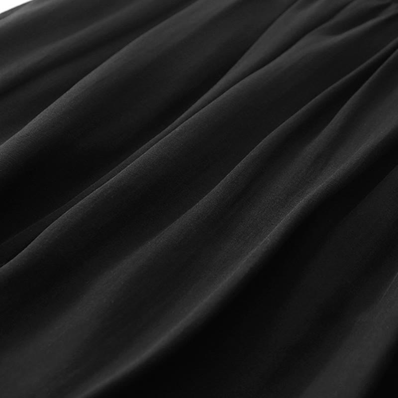 Buddha Stones Simple Pleated Design Elastic Waist Women's Skirt With Pockets - image 3