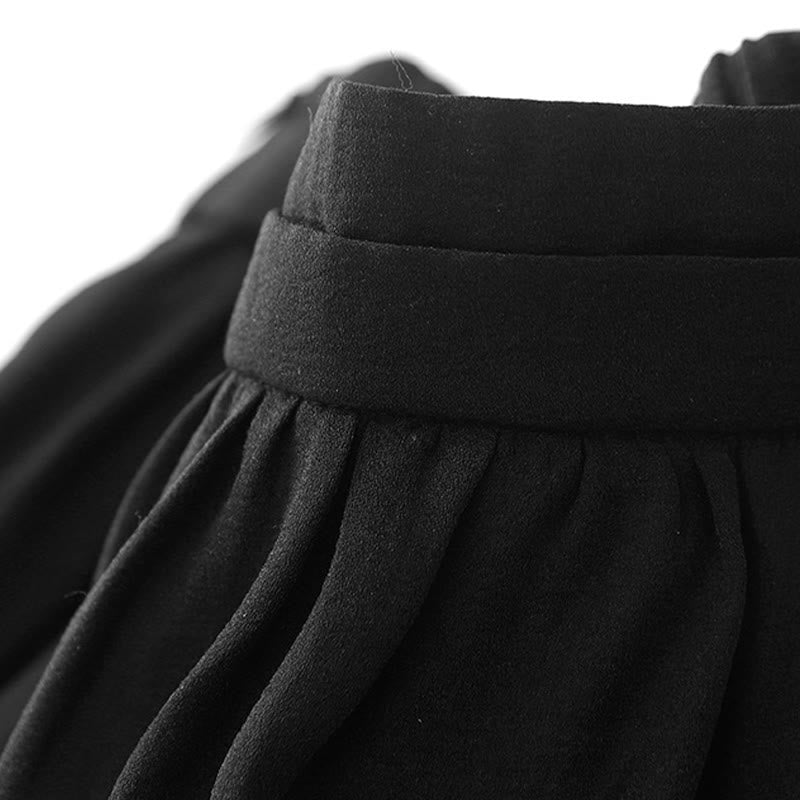 Buddha Stones Simple Pleated Design Elastic Waist Women's Skirt With Pockets - image 1