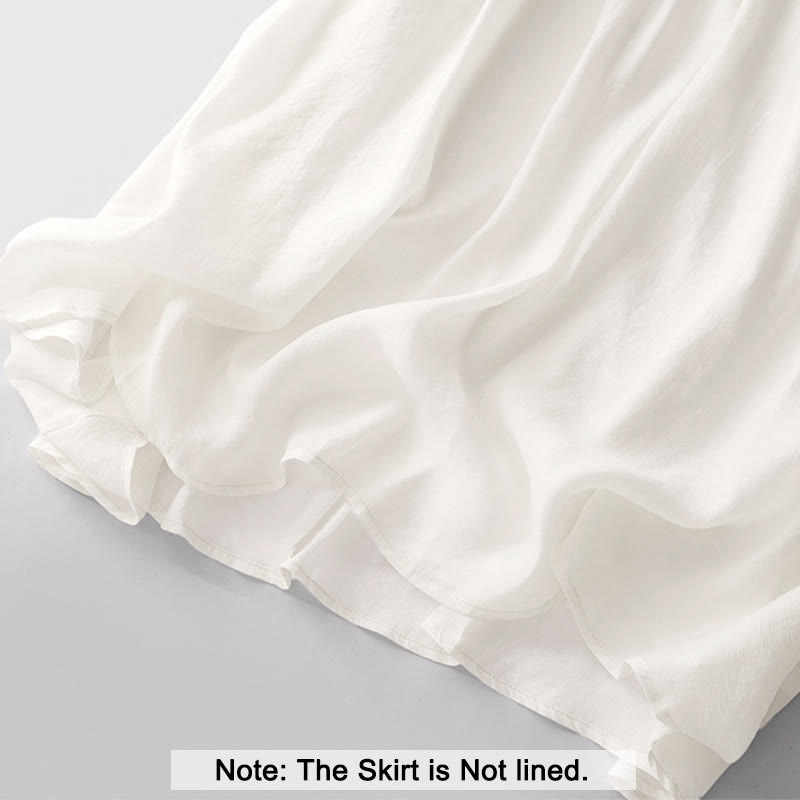 Buddha Stones Simple Pleated Design Elastic Waist Women's Skirt With Pockets - image 10