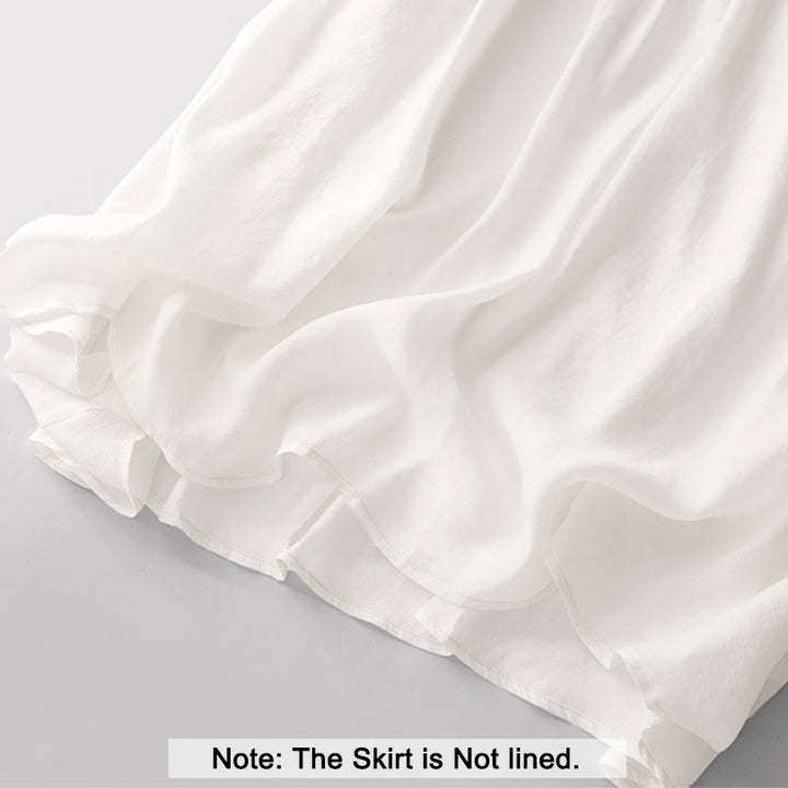 Buddha Stones Simple Pleated Design Elastic Waist Women's Skirt With Pockets - image 10