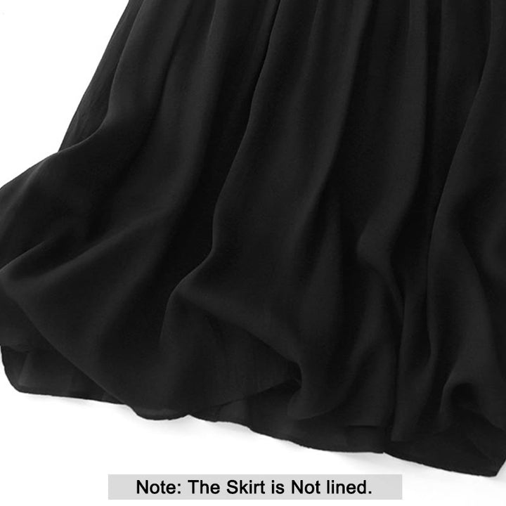 Buddha Stones Simple Pleated Design Elastic Waist Women's Skirt With Pockets - image 4