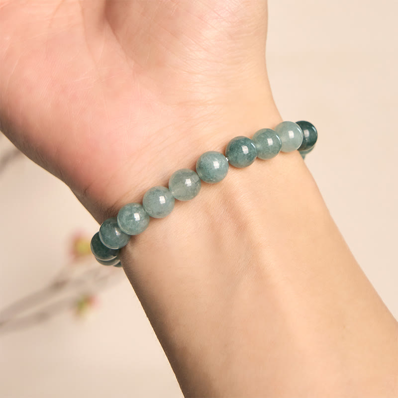 Buddha Stones Blue Jade Peace Buckle Pearl Beads Prosperity Bracelet - image 7
