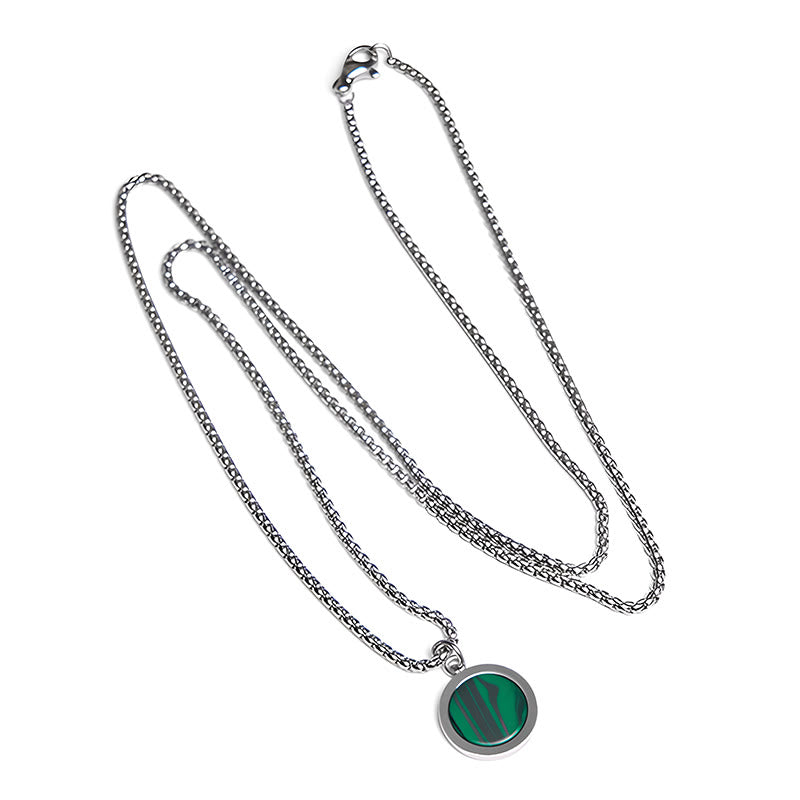 Buddha Stones Natural Stone Turquoise Tiger Eye  Lazurite Malachite Titanium Steel Purification Necklace Pendant - image 24