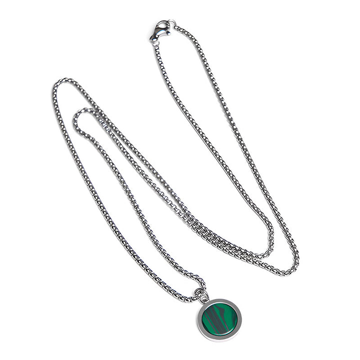 Buddha Stones Natural Stone Turquoise Tiger Eye  Lazurite Malachite Titanium Steel Purification Necklace Pendant - image 24