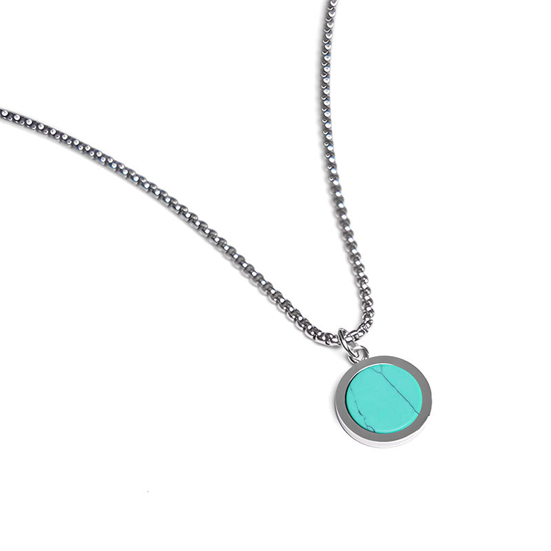 Buddha Stones Natural Stone Turquoise Tiger Eye  Lazurite Malachite Titanium Steel Purification Necklace Pendant - image 11