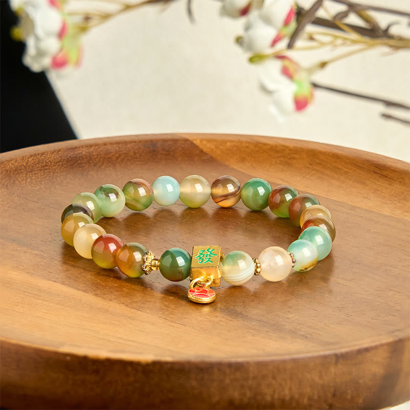 Buddha Stones Natural Peacock Agate Coin Courage Bracelet - image 3