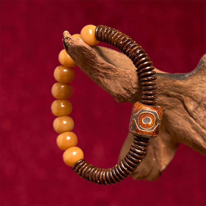 Buddha Stones Tibetan Bodhi Seed Dzi Bead Coconut Shell Wisdom Bracelet - image 2