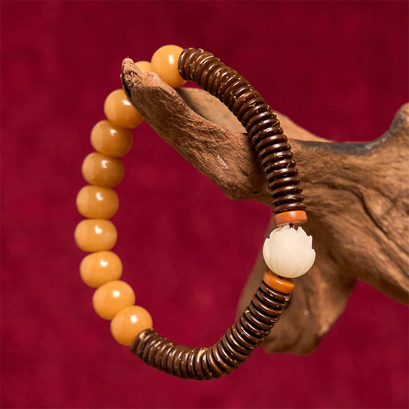 Buddha Stones Tibetan Bodhi Seed Dzi Bead Coconut Shell Wisdom Bracelet - image 10