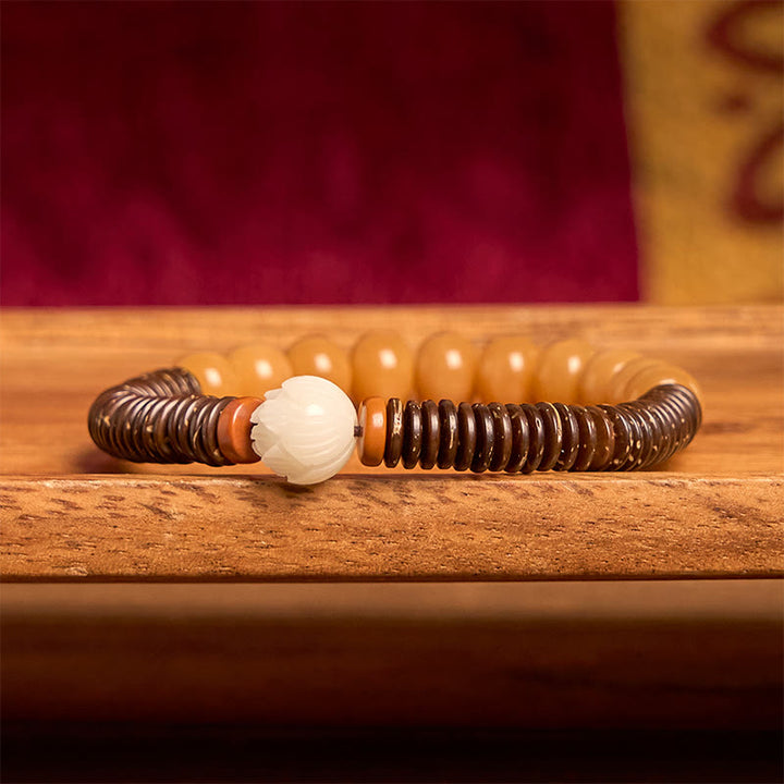 Buddha Stones Tibetan Bodhi Seed Dzi Bead Coconut Shell Wisdom Bracelet - image 12