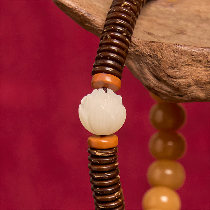 Buddha Stones Tibetan Bodhi Seed Dzi Bead Coconut Shell Wisdom Bracelet - image 11