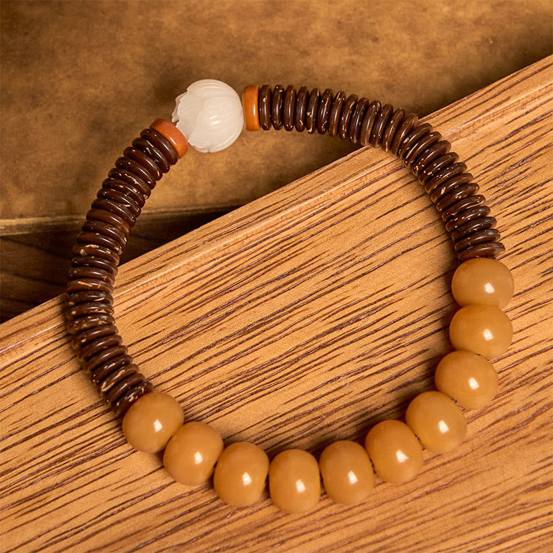 Buddha Stones Tibetan Bodhi Seed Dzi Bead Coconut Shell Wisdom Bracelet - image 9