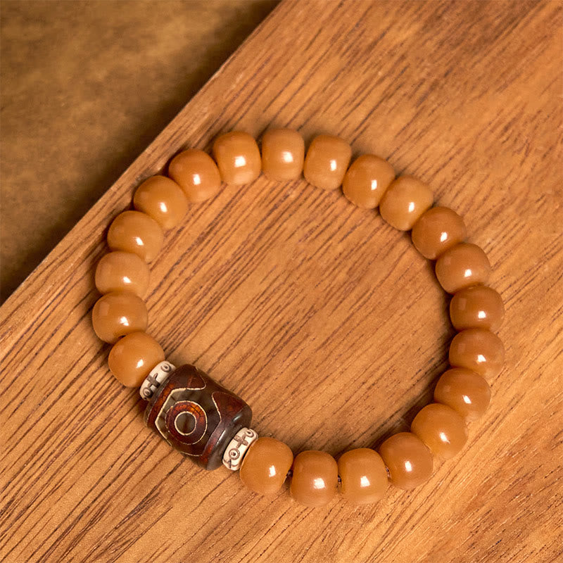 Buddha Stones Tibetan Bodhi Seed Dzi Bead Keep Away Evil Spirits Bracelet - Bodhi Seed & Dzi Bead(Wrist Circumference: 15-17cm) - image 0