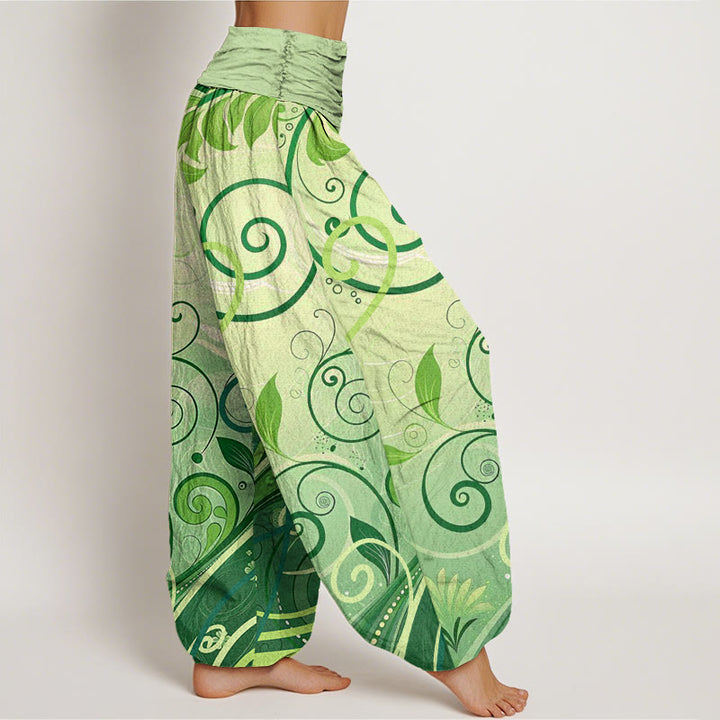 Buddha Stones Cotton Casual Vining Floral Pattern Women's Harem Pants - image 2