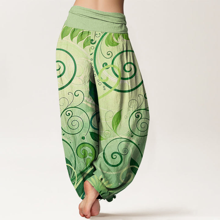 Buddha Stones Casual Vining Floral Pattern Women's Harem Pants - image 1