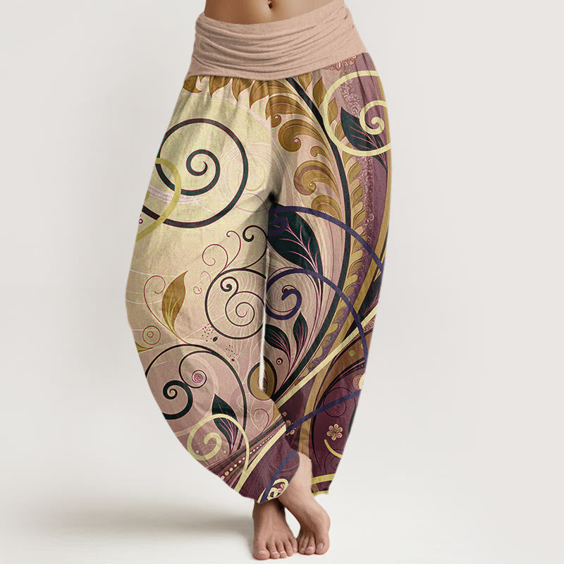 Buddha Stones Casual Vining Floral Pattern Women's Harem Pants - BurlyWood - US22，UK/AU26，EU54 (6XL) - image 7