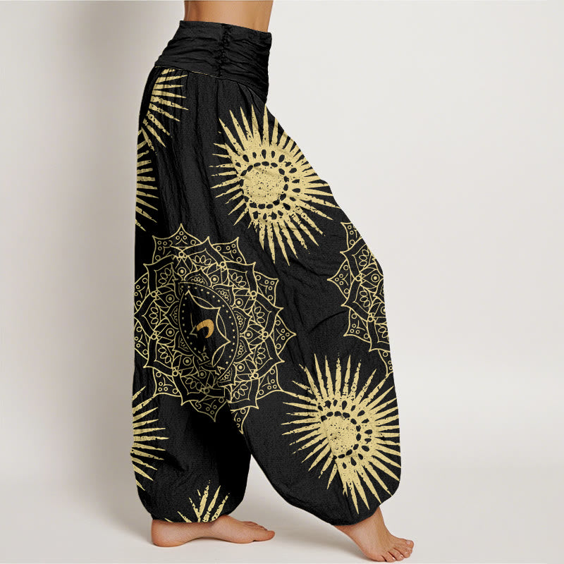 Buddha Stones Casual Mandala Om Symbol Sun Pattern Women's Harem Pants - image 2