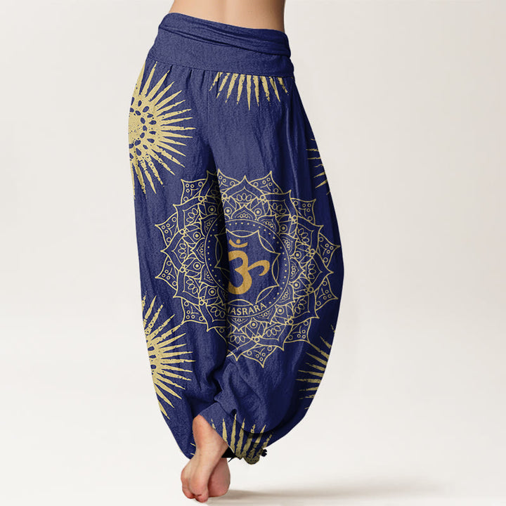 Buddha Stones Casual Mandala Om Symbol Sun Pattern Women's Harem Pants - image 5
