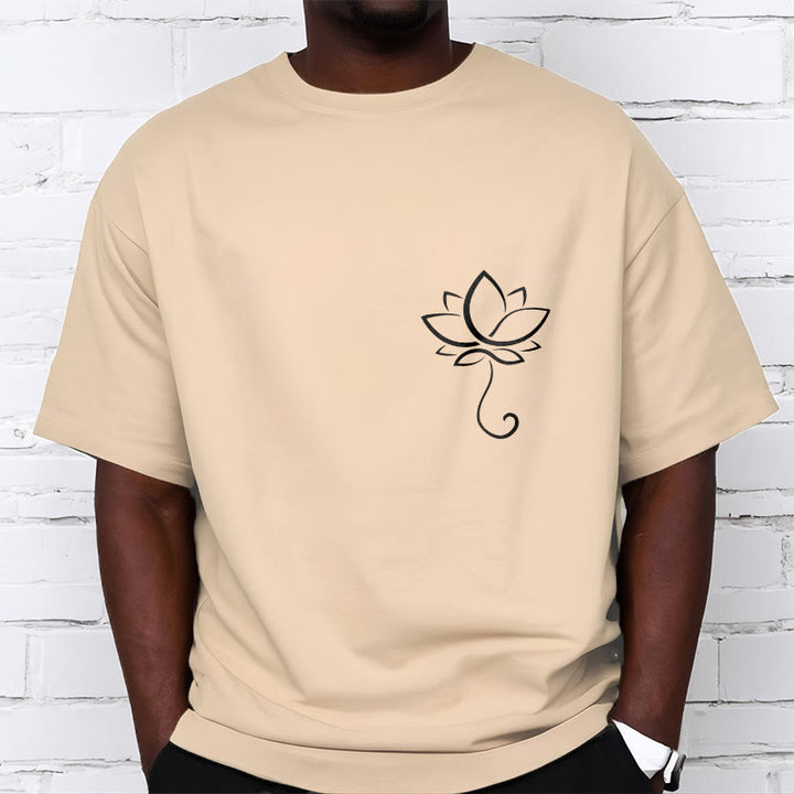 Buddha Stones Casual Plain Lotus Flower Pattern Tee T-shirt - image 11