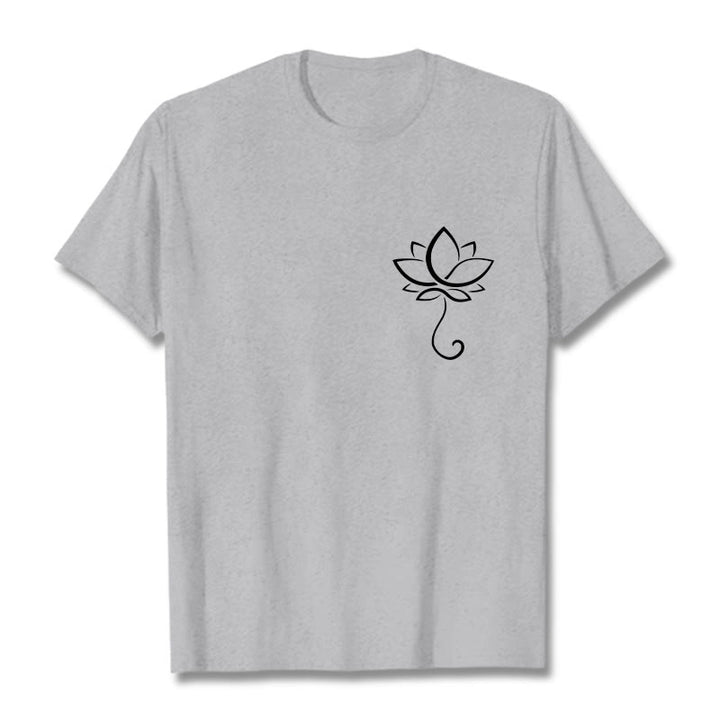 Buddha Stones Casual Plain Lotus Flower Pattern Tee T-shirt - LightGrey - 2XL - image 19