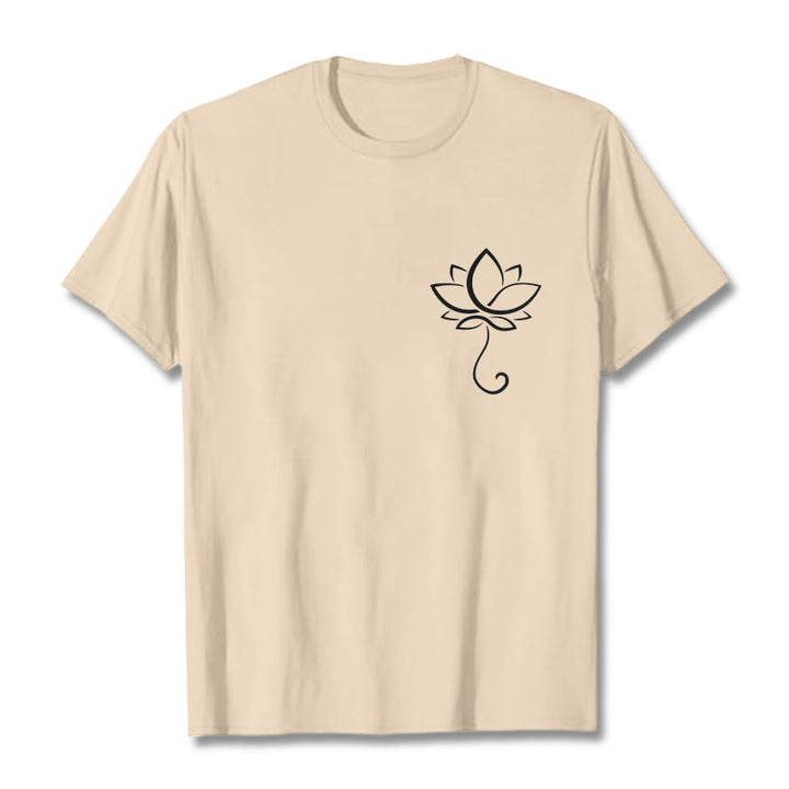Buddha Stones Casual Plain Lotus Flower Pattern Tee T-shirt - Bisque - 2XL - image 10
