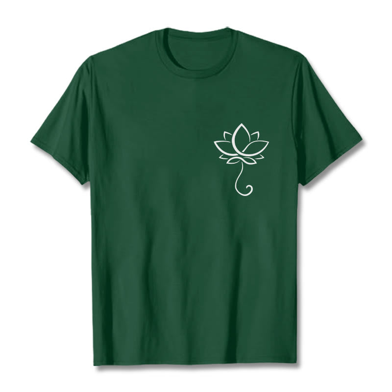 Buddha Stones Casual Plain Lotus Flower Pattern Tee T-shirt - ForestGreen - 2XL - image 0