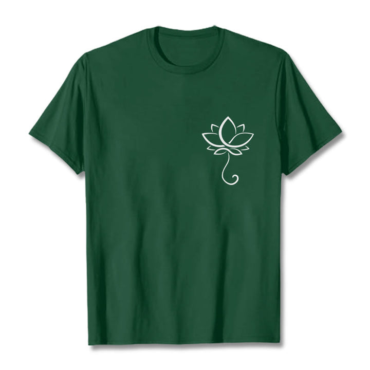 Buddha Stones Casual Plain Lotus Flower Pattern Tee T-shirt - ForestGreen - 2XL - image 0