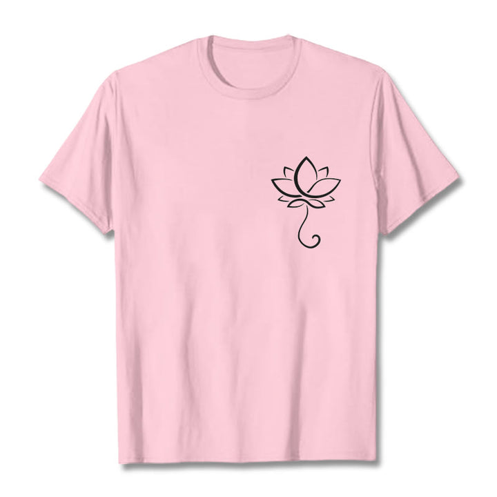 Buddha Stones Casual Plain Lotus Flower Pattern Tee T-shirt - LightPink - 2XL - image 12