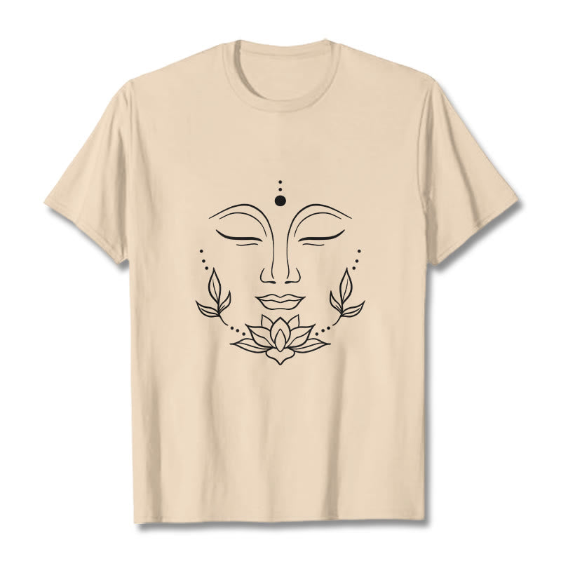Buddha Stones Casual Buddha Face Lotus Flower Pattern Tee T-Shirt - Bisque - 2XL - image 8