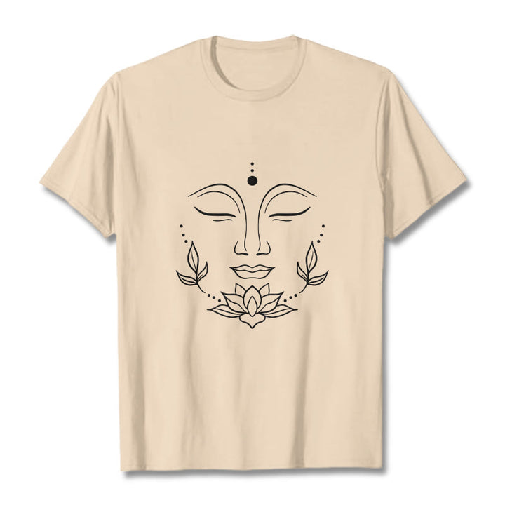 Buddha Stones Casual Buddha Face Lotus Flower Pattern Tee T-Shirt - Bisque - 2XL - image 8