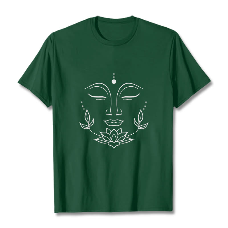 Buddha Stones Casual Buddha Face Lotus Flower Pattern Tee T-Shirt - ForestGreen - 2XL - image 10
