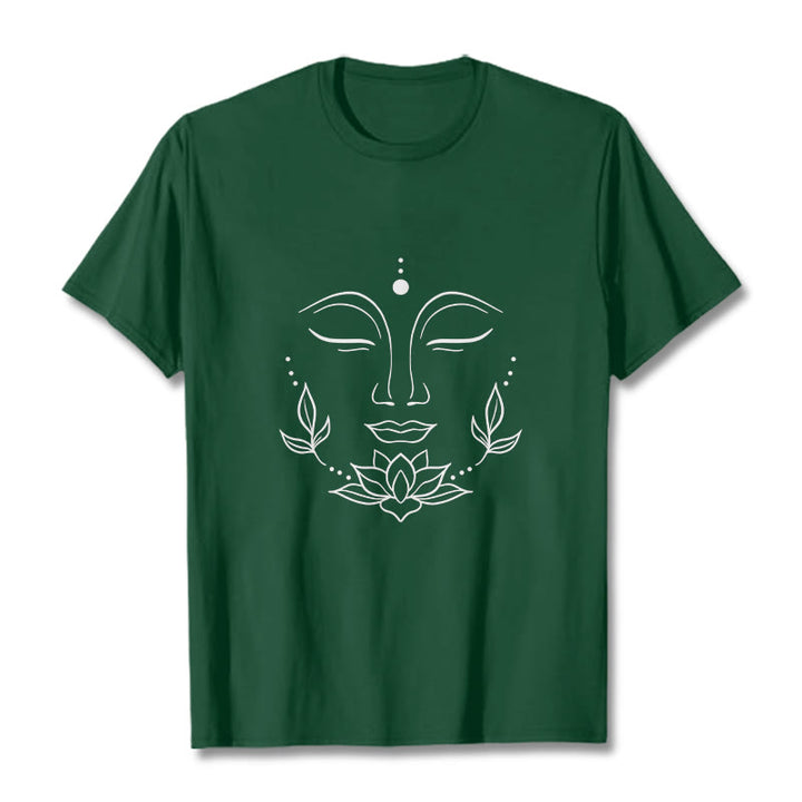 Buddha Stones Casual Buddha Face Lotus Flower Pattern Tee T-Shirt - ForestGreen - 2XL - image 10