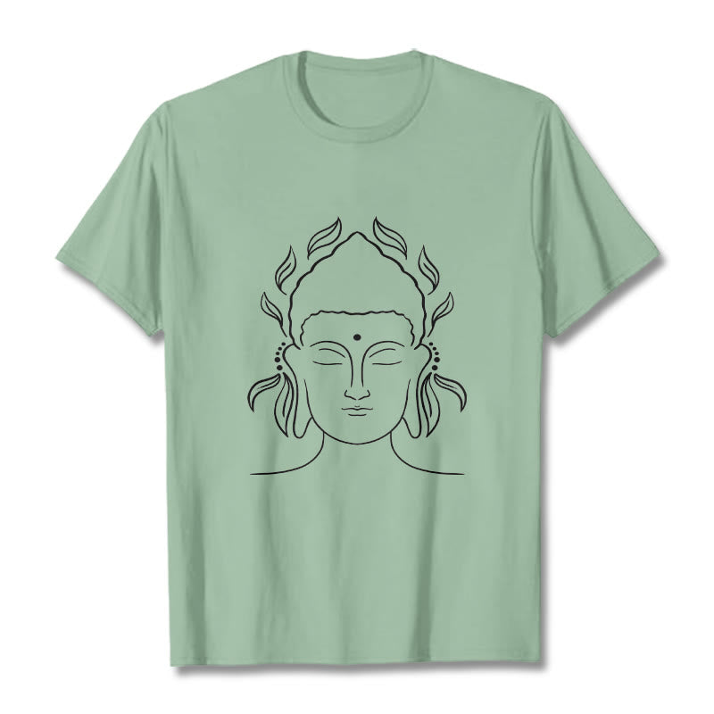 Buddha Stones Casual Buddha Outline Lotus Petal Pattern Tee T-shirt - PaleGreen - 2XL - image 14
