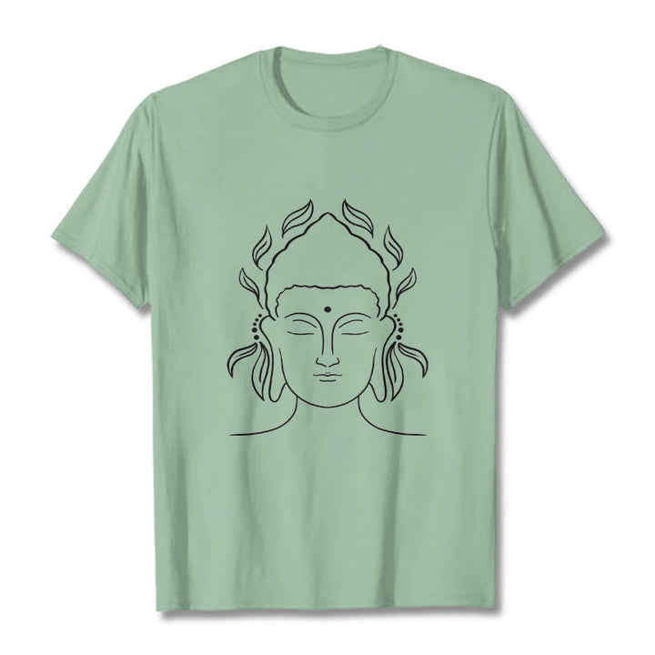 Buddha Stones Casual Buddha Outline Lotus Petal Pattern Tee T-shirt - PaleGreen - 2XL - image 14