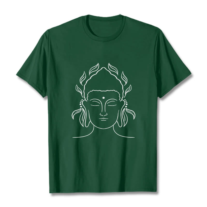 Buddha Stones Casual Buddha Outline Lotus Petal Pattern Tee T-shirt - ForestGreen - 2XL - image 10