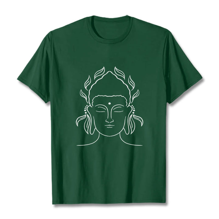 Buddha Stones Casual Buddha Outline Lotus Petal Pattern Tee T-shirt - ForestGreen - 2XL - image 10