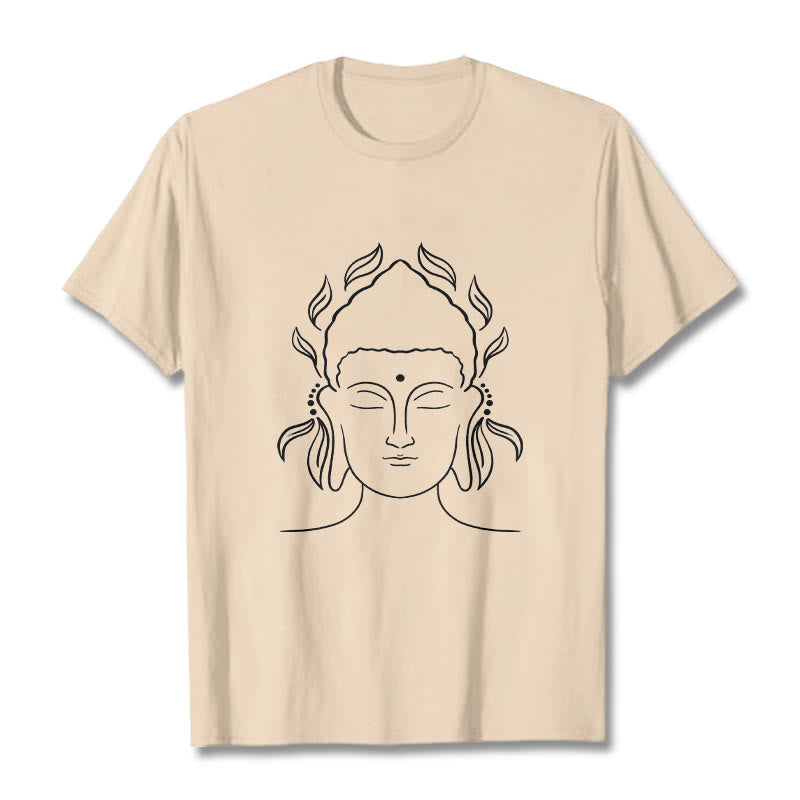 Buddha Stones Casual Buddha Outline Lotus Petal Pattern Tee T-shirt - Bisque - 2XL - image 8