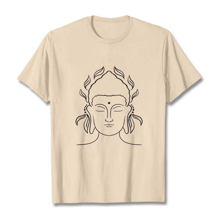 Buddha Stones Casual Buddha Outline Lotus Petal Pattern Tee T-shirt - Bisque - 2XL - image 8