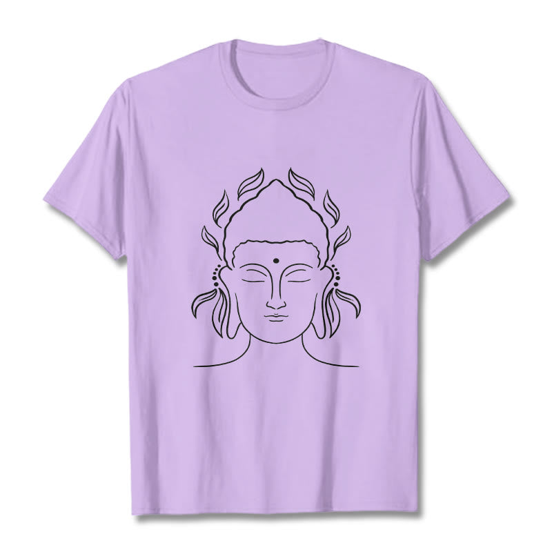 Buddha Stones Casual Buddha Outline Lotus Petal Pattern Tee T-shirt - Plum - 2XL - image 16