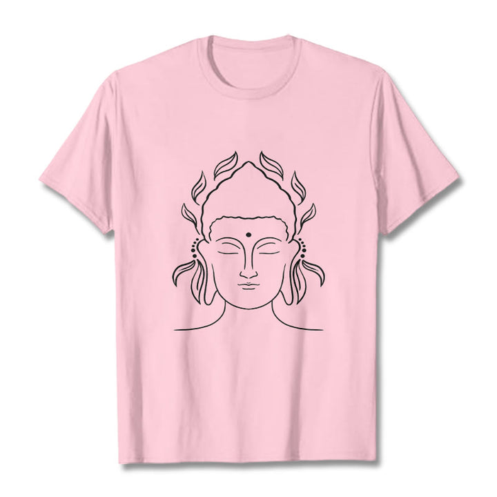 Buddha Stones Casual Buddha Outline Lotus Petal Pattern Tee T-shirt - LightPink - 2XL - image 12