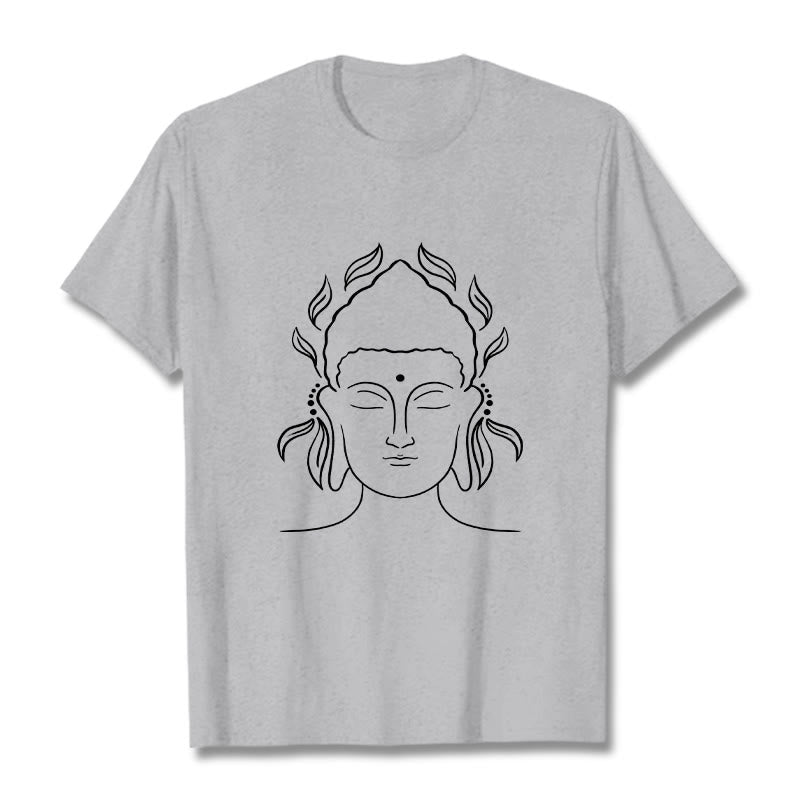 Buddha Stones Casual Buddha Outline Lotus Petal Pattern Tee T-shirt - LightGrey - 2XL - image 19