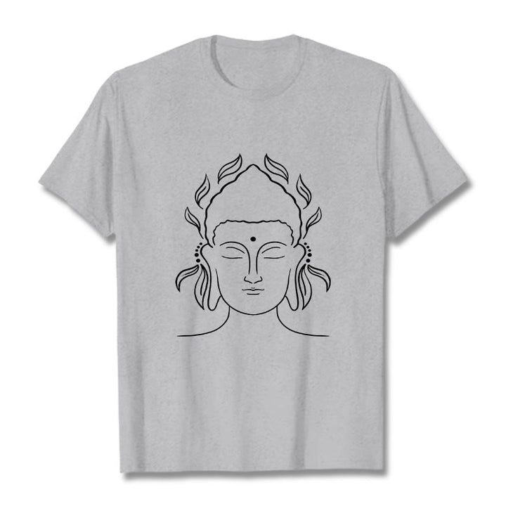 Buddha Stones Casual Buddha Outline Lotus Petal Pattern Tee T-shirt - LightGrey - 2XL - image 19