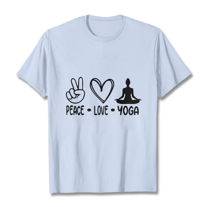 Buddha Stones Casual Hand Gesture Heart Yoga Pose Pattern Tee T-shirt - LightCyan - 2XL - image 18