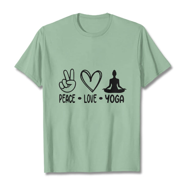 Buddha Stones Casual Hand Gesture Heart Yoga Pose Pattern Tee T-shirt - PaleGreen - 2XL - image 14