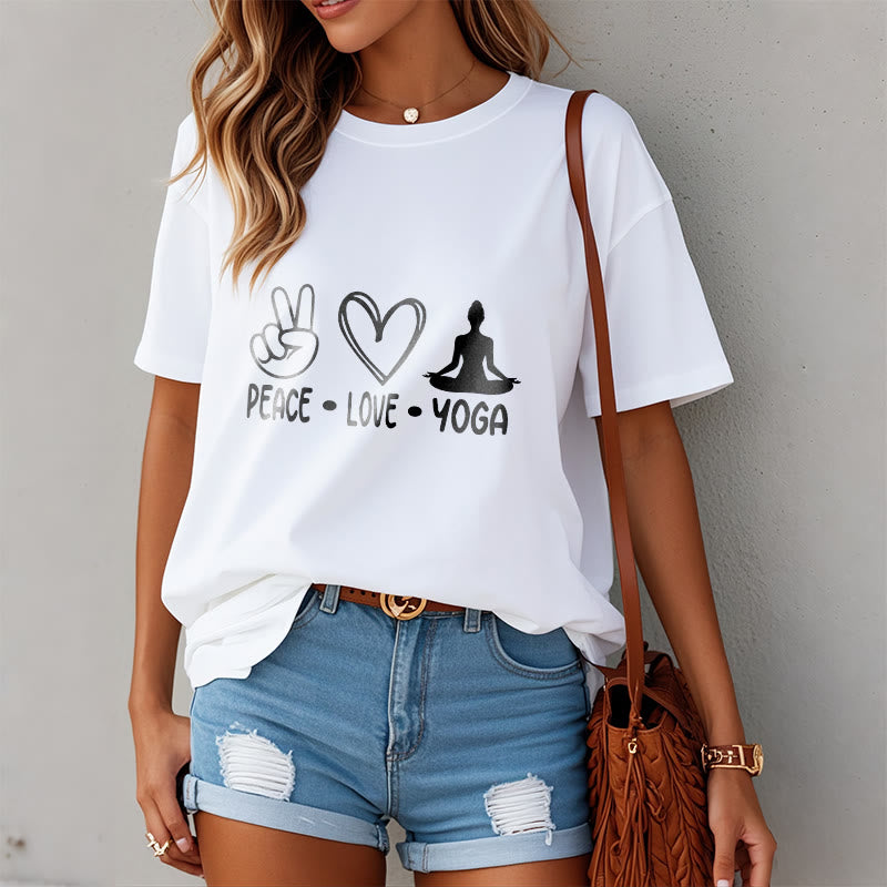 Buddha Stones Casual Hand Gesture Heart Yoga Pose Pattern Tee T-shirt - image 2