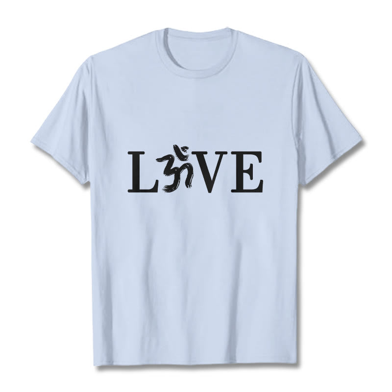 Buddha Stones Casual Om Symbol Sanskrit Cotton Tee T-shirt - LightCyan - 2XL - image 0