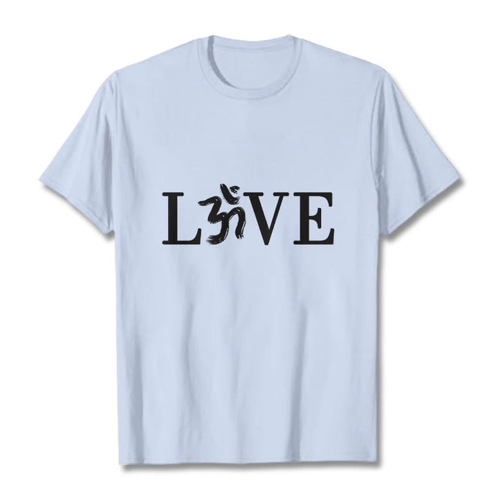 Buddha Stones Casual Om Symbol Sanskrit Cotton Tee T-shirt - LightCyan - 2XL - image 0