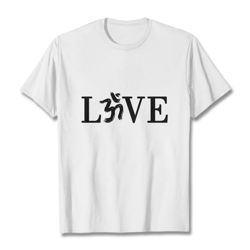 Buddha Stones Casual Om Symbol Sanskrit Cotton Tee T-shirt - White - 2XL - image 6