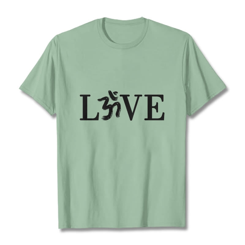 Buddha Stones Casual Om Symbol Sanskrit Cotton Tee T-shirt - PaleGreen - 2XL - image 15