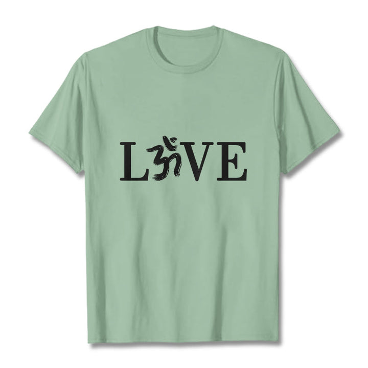 Buddha Stones Casual Om Symbol Sanskrit Cotton Tee T-shirt - PaleGreen - 2XL - image 15