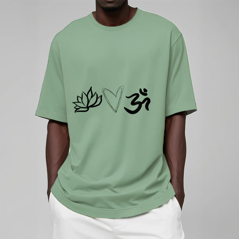 Buddha Stones Casual Lotus Heart Pattern Om Symbol Sanskrit Cotton Tee T-shirt - image 15